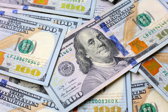 U.S. one hundred dollar banknotes.