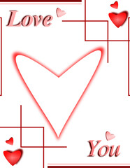 Template frame card with hearts background illustration.