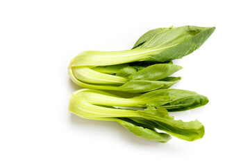 Fresh bok choy on white background.