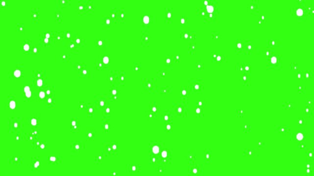 Falling white snow animation on green screen