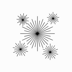 Fototapeta premium Minimalist Fireworks Lines Silhouette Vector – Geometric Burst Pattern on White Background