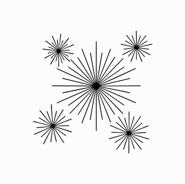 Minimalist Fireworks Lines Silhouette Vector &ndash; Geometric Burst Pattern on White Background