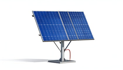 A solar panel system, consisting of two panels, angled to capture sunlight, on a white background