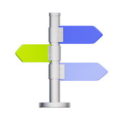 Obraz premium 3D icon of a multi-colored street signpost For wayfinding, location navigation, city directions, and travel guidance.