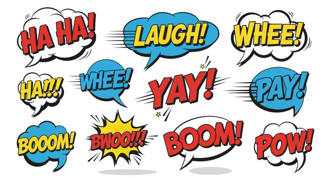 Dynamic Comic Book Speech Bubbles with Exclamations for Creative Projects