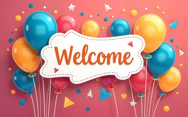 A vibrant Welcome banner for event invites, greeting cards, celebration designs, Welcome parties, networking events, gatherings, school orientations, community events, and Website landing pages.