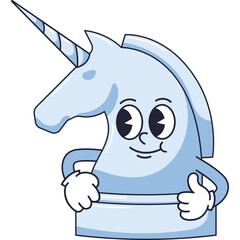 Light Blue Chess Knight Unicorn Hybrid Character Giving Thumbs Up With Cartoon Eyes And Transparent Background