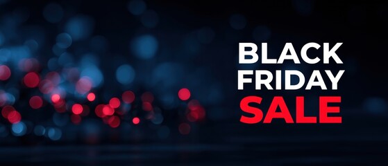 Black Friday Sale on Dark Background with Festive Bokeh Lights