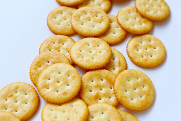 Round cracker isolated on white background