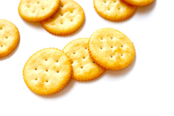 Round cracker isolated on white background