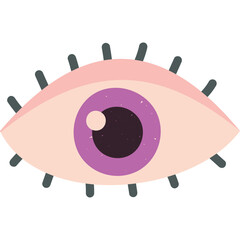 Stylized Eye Icon with Purple Iris and Pink Eyelid on Transparent Background Symbolizing Vision and Awareness