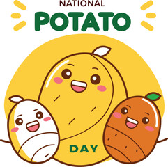 Celebrate National Potato Day with Cute Cartoon Potato Illustrations.