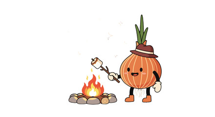 Onion Roasting Marshmallow by Fire Under the Stars Creating a Cozy Vibe