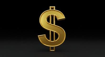 Gleaming gold dollar sign on a stark black background, symbolizing wealth and finance