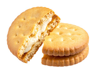 Crunchy Round Snack Biscuit Close-Up Isolated