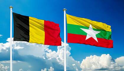 ベルギーの国旗とミャンマーの国旗(Belgium flag & Myanmar flag.)

