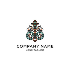 Fototapeta premium Elegant logo design featuring a symmetrical ornamental pattern with intricate details and a stylized shape.