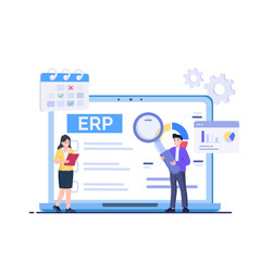 ERP enterprise resource planning concept, company productivity and improvement. flat vector illustration on a white background.