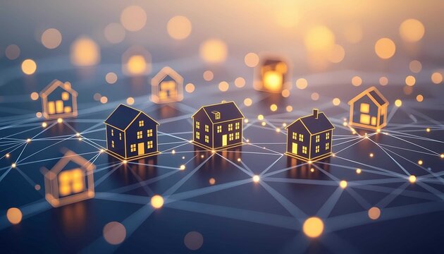 Smart home network connection. Digital realestate future technology concept