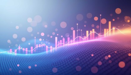 Abstract digital data chart with vibrant gradient bars and flowing visualization