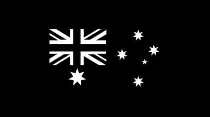 Black and White Australian Flag. Monochrome silhouette of the national emblem of Australia with Southern Cross and Commonwealth Star.