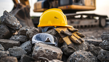Construction Safety Gear on Rubble