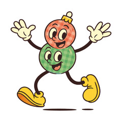 Obraz premium PNG Retro cartoon festive ornaments illustration.