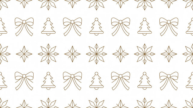 Seamless pattern of festive christmas ornaments and snowflakes in pastel colors