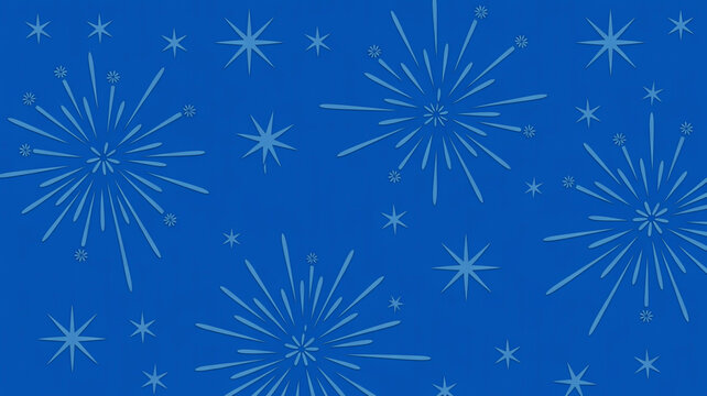 Abstract blue background with sparkling starbursts and small stars