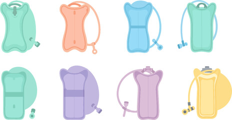 Colorful Medical Fluid Bags Set in Bright Pastel Colors for Healthcare Use