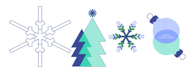 Merry Christmas and Happy New Year greeting cards. Vector illustration templates for holiday...