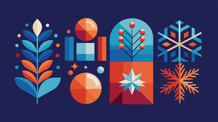 festive banners adorned with Christmas decorations, showcasing a cheerful holiday theme..eps