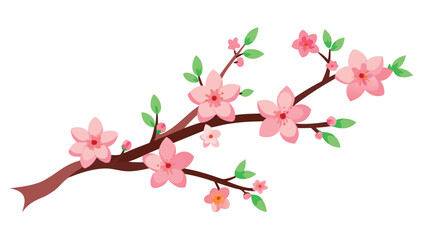 An intricate cherry blossom SVG illustration showcasing several pink blossoms with detailed petals and branches..eps