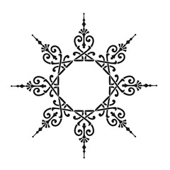 This elegant black and white floral design is ideal for decorative borders, logos, or vintage-inspired graphic designs, featuring intricate detailing and curved leaves