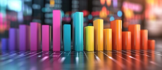 Obraz premium Colorful bar graphs on a dark surface.