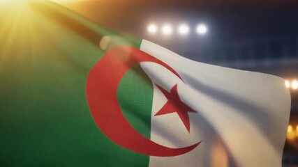 Algeria's national flag flutters proudly, embodying patriotism, independence, and cultural identity on a bright, sunny day