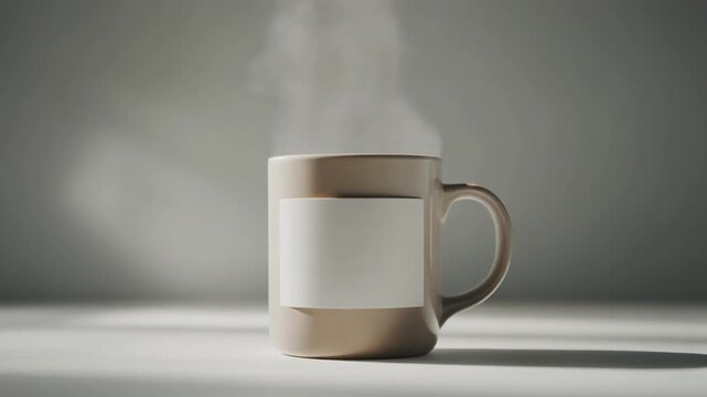 Steaming coffee mug mockup with blank label ready for your brand reveal video or animation - showcase your logo with this elegant design