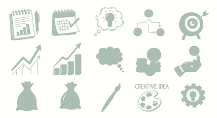 Business and Finance Icons Set for Strategy and Growth.