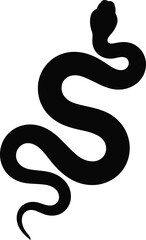 Stylized snake silhouette vector on white background, perfect for tattoo design, danger symbol, wildlife theme, nature art, and logo use