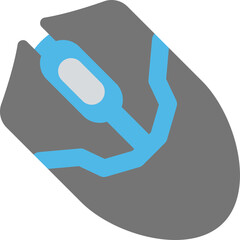 Stylized Gray Computer Mouse with Blue Accents on Transparent Background