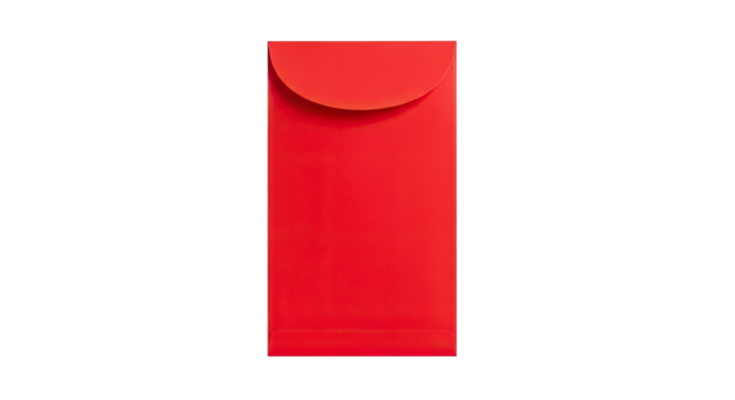 A vibrant red envelope for the Lunar New Year celebration, a traditional gift of money for luck and prosperity, shown in a minimalist style with clean lines and soft lighting