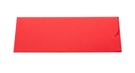 A bright red rectangular paper envelope with a subtle textured surface, presented horizontally and sealed, ideal for invitations, greetings, or important correspondence