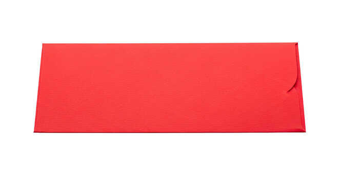 A bright red rectangular paper envelope with a subtle textured surface, presented horizontally and sealed, ideal for invitations, greetings, or important correspondence