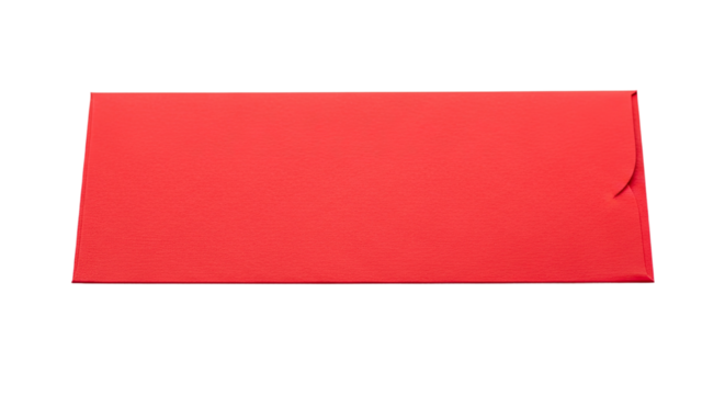 A bright red rectangular paper envelope with a subtle textured surface, presented horizontally and sealed, ideal for invitations, greetings, or important correspondence - Powered by Adobe