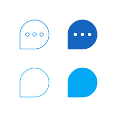 Flat Colored Message and Comment Icon Set in Outline and Solid Style for Communication and User Feedback