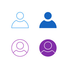 Flat Colored User and Profile Icon Set in Outline and Solid Style for Account Identity and Management