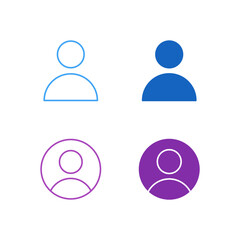 Flat Colored User and Profile Icon Set in Outline and Solid Style for Account Identity and Management