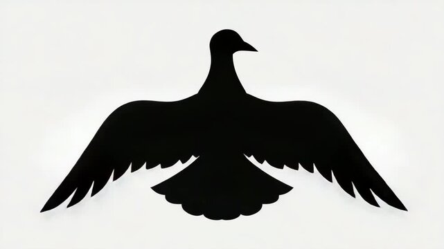 Black flying eagle silhouette vector illustration for wild nature design, 4K video