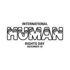 International human rights day december tenth typography with hands