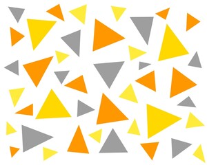 Seamless pattern of colorful triangles in yellow, orange, and brown on a white background. Ilustration simple geometric abstract design.